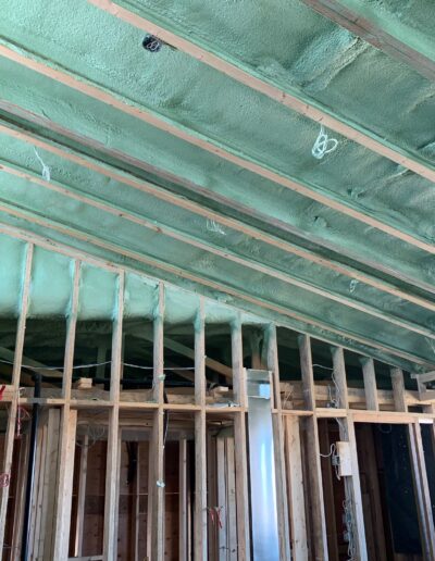 Spray Foam Closed-Cell SPF on ceilings and walls. Great for controlling moisture and condensation.